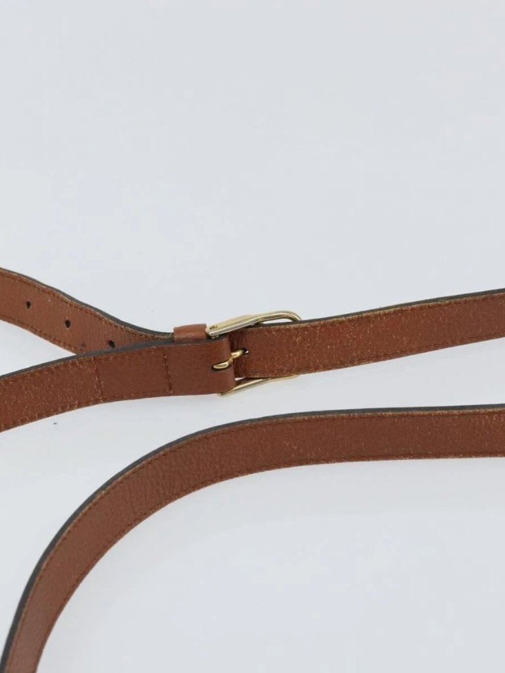 SAINT LAURENT Shoulder Bag Leather Brown Gold Auth BA9512 - Picture 9 of 16